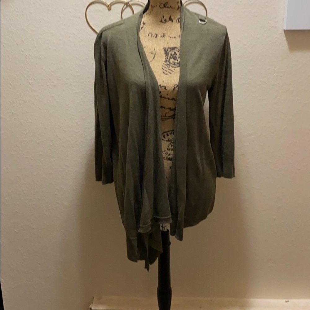 Olive Green Light Weight Cardigan - Picture 2 of 4